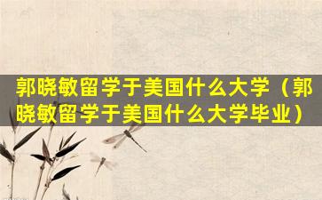 郭晓敏留学于美国什么大学（郭晓敏留学于美国什么大学毕业）