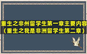 重生之非州留学生第一章主要内容（重生之我是非洲留学生第二章）