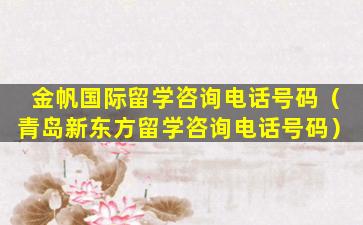 金帆国际留学咨询电话号码（青岛新东方留学咨询电话号码）
