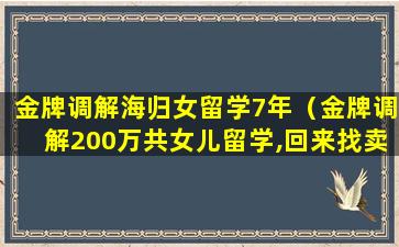 金牌调解海归女留学7年（金牌调解200万共女儿留学,回来找卖房子的工作）