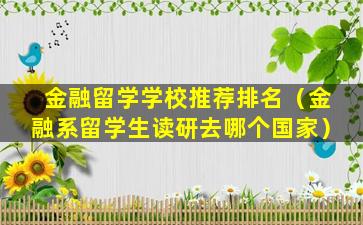 金融留学学校推荐排名（金融系留学生读研去哪个国家）