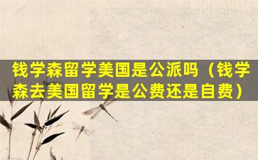 钱学森留学美国是公派吗（钱学森去美国留学是公费还是自费）