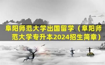 阜阳师范大学出国留学（阜阳师范大学专升本2024招生简章）
