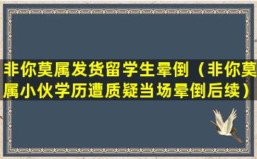 非你莫属发货留学生晕倒（非你莫属小伙学历遭质疑当场晕倒后续）
