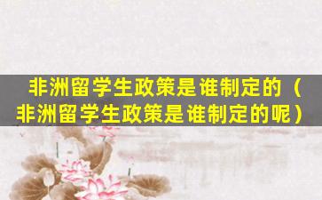非洲留学生政策是谁制定的（非洲留学生政策是谁制定的呢）