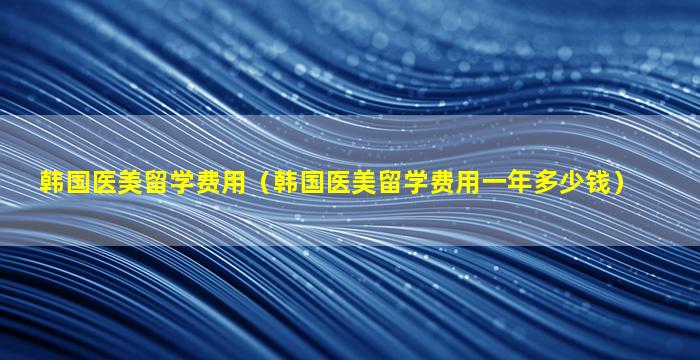 韩国医美留学费用（韩国医美留学费用一年多少钱）