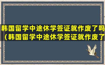 韩国留学中途休学签证就作废了吗（韩国留学中途休学签证就作废了吗现在）
