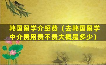 韩国留学介绍费（去韩国留学中介费用贵不贵大概是多少）