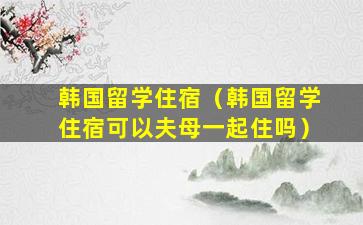 韩国留学住宿（韩国留学住宿可以夫母一起住吗）