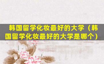 韩国留学化妆最好的大学（韩国留学化妆最好的大学是哪个）