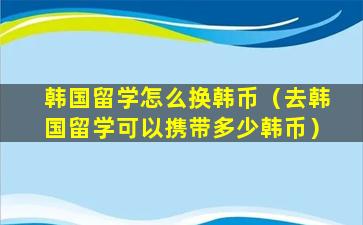 韩国留学怎么换韩币（去韩国留学可以携带多少韩币）