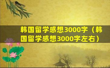 韩国留学感想3000字（韩国留学感想3000字左右）
