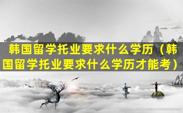 韩国留学托业要求什么学历（韩国留学托业要求什么学历才能考）