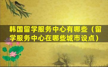 韩国留学服务中心有哪些（留学服务中心在哪些城市设点）