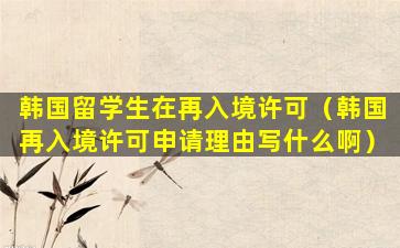 韩国留学生在再入境许可（韩国再入境许可申请理由写什么啊）