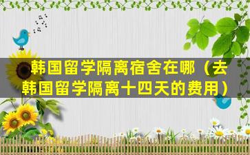 韩国留学隔离宿舍在哪（去韩国留学隔离十四天的费用）