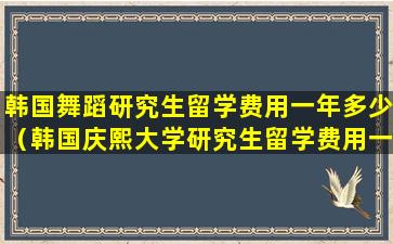 韩国舞蹈研究生留学费用一年多少（韩国庆熙大学研究生留学费用一年多少）