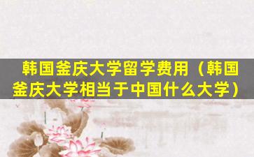 韩国釜庆大学留学费用（韩国釜庆大学相当于中国什么大学）