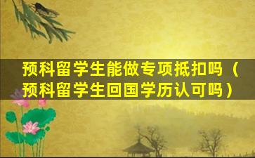预科留学生能做专项抵扣吗（预科留学生回国学历认可吗）
