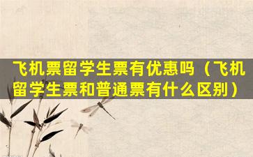 飞机票留学生票有优惠吗（飞机留学生票和普通票有什么区别）