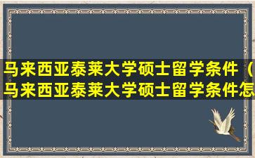 马来西亚泰莱大学硕士留学条件（马来西亚泰莱大学硕士留学条件怎么样）