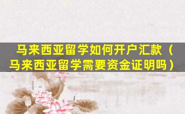 马来西亚留学如何开户汇款（马来西亚留学需要资金证明吗）