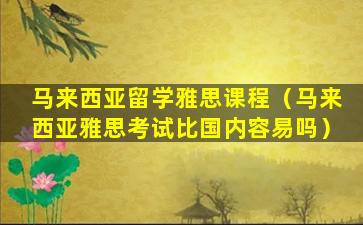 马来西亚留学雅思课程（马来西亚雅思考试比国内容易吗）