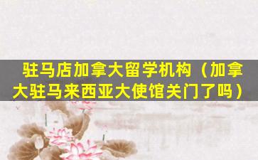 驻马店加拿大留学机构（加拿大驻马来西亚大使馆关门了吗）