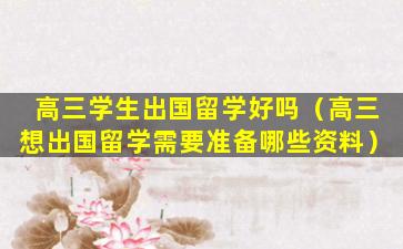 高三学生出国留学好吗（高三想出国留学需要准备哪些资料）