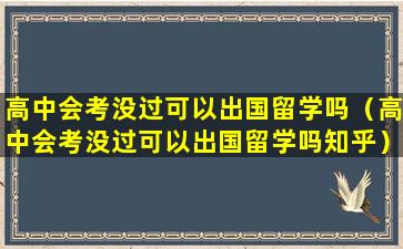 高中会考没过可以出国留学吗（高中会考没过可以出国留学吗知乎）