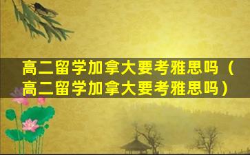高二留学加拿大要考雅思吗（高二留学加拿大要考雅思吗）