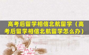 高考后留学相信北航留学（高考后留学相信北航留学怎么办）