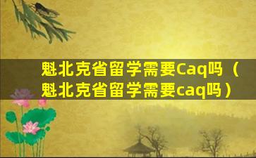 魁北克省留学需要Caq吗（魁北克省留学需要caq吗）